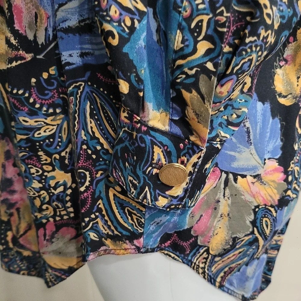 Vintage Abstract Floral Shirt Sz S Oversized Westbound 90's Bohemian Blouse - Picture 4 of 9